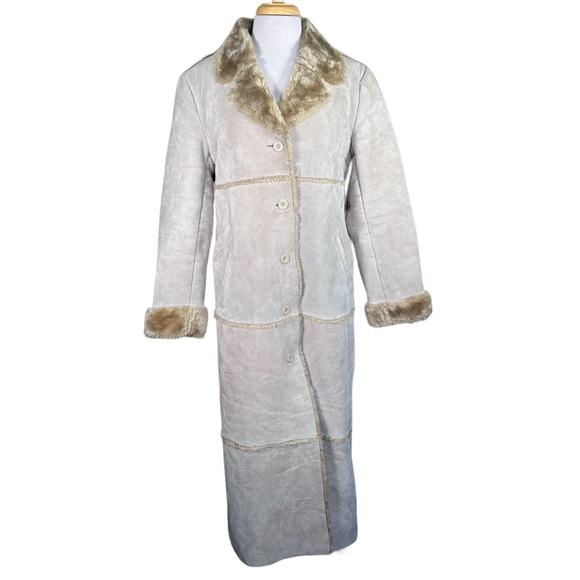 Brandon Thomas Jackets & Blazers - Brandon Thomas Women’s Vintage Tan Suede Leather & Faux Shearling Coat L…